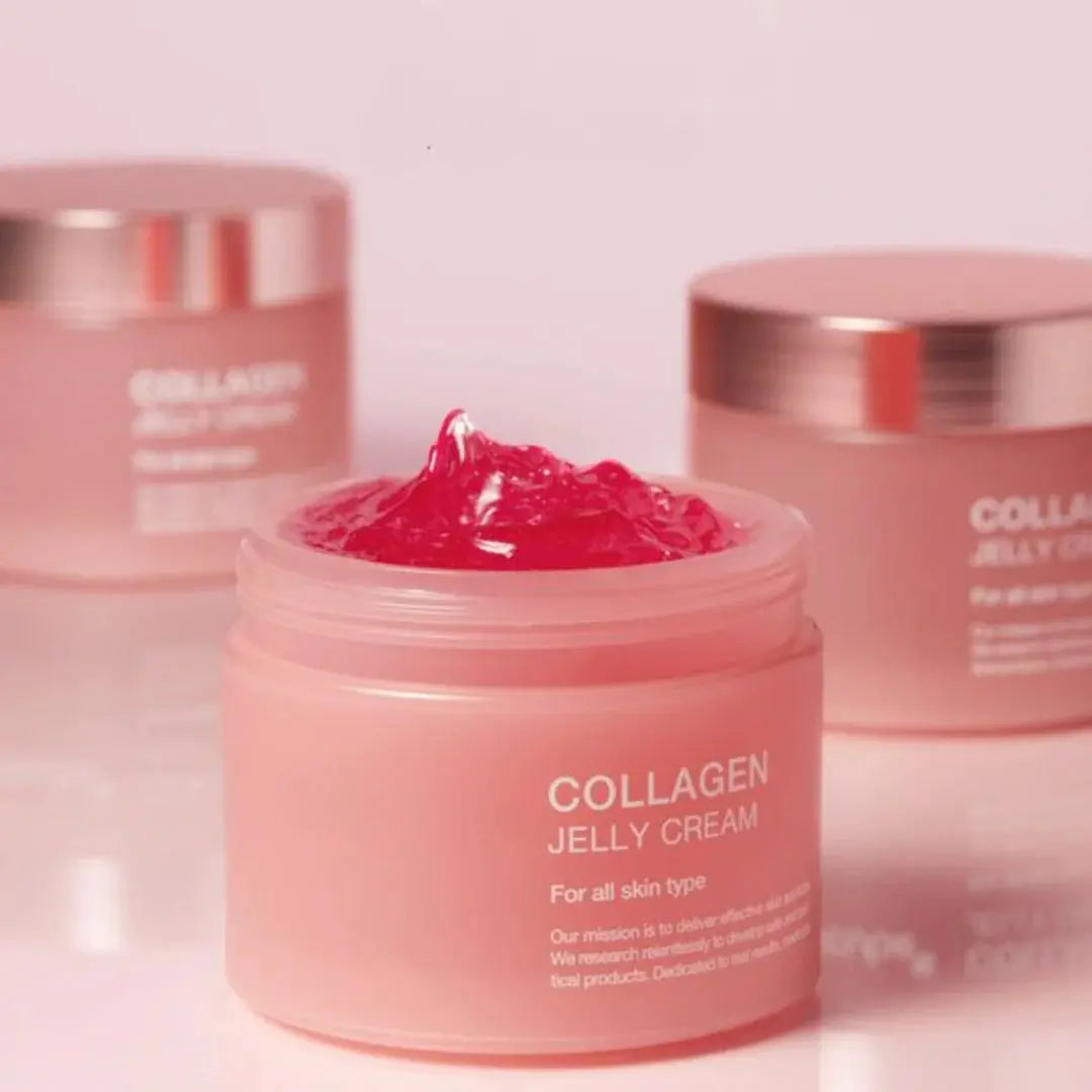 Collageen jelly cream in transparante pot – hydraterende gezichtscrème met niacinamide en squalaan