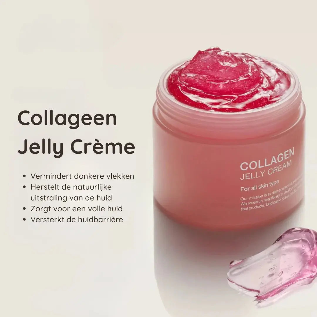 De TikTok viral collageen Jelly Cream. De Jelly creme in transparante pot.