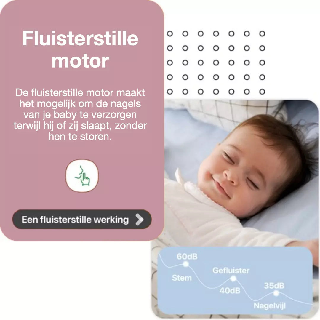 De elektrische baby nagelvijl set in de kleur blauw. De nagelvijl set heeft een fluisterstille motor.