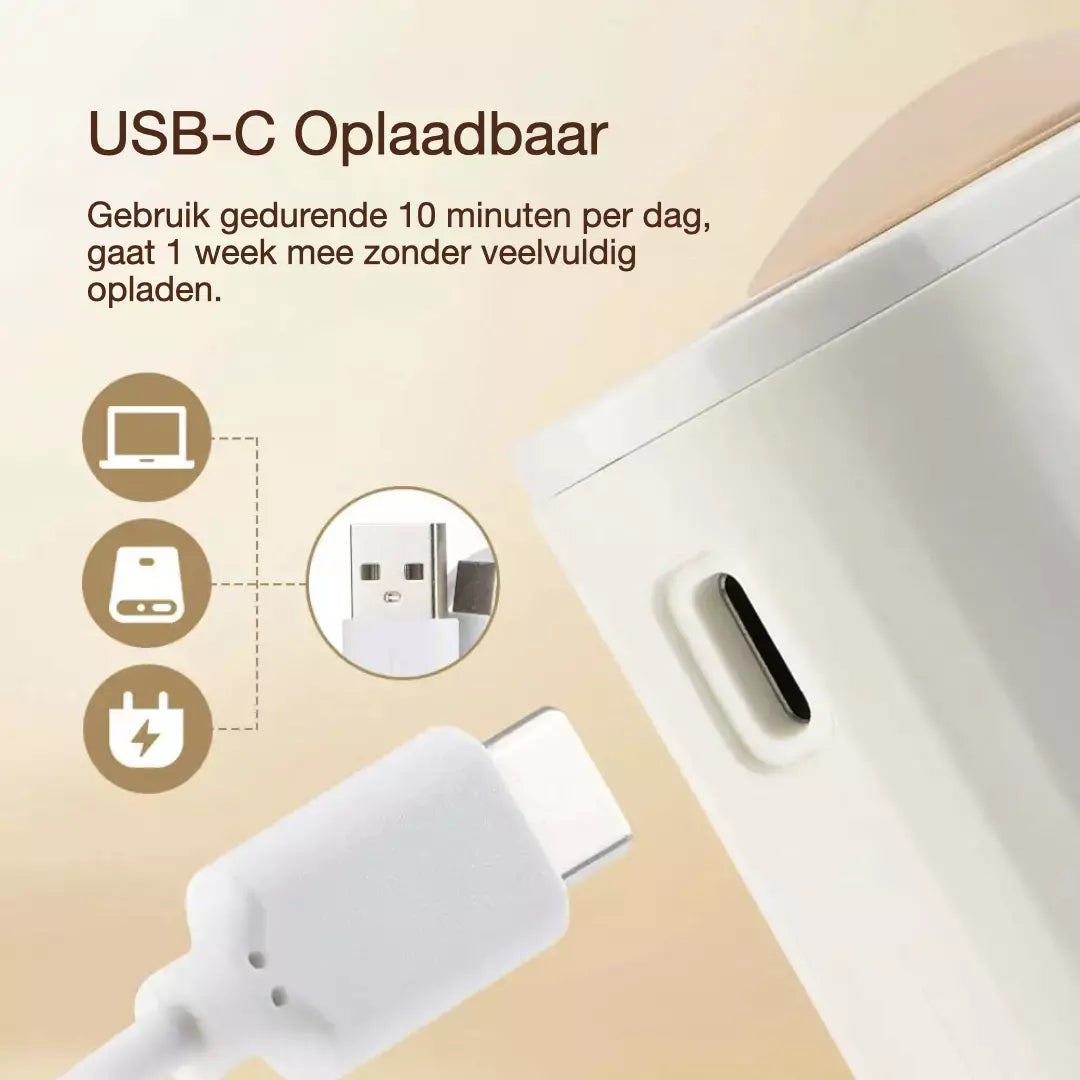 Infrarood Hoofdhuid Massage apparaat met olie applicator. Stimuleert haargroei en een gezondere hoofdhuid. De elektrische infrarood hoofdhuid massager is USB-C oplaadbaar en waterproof.