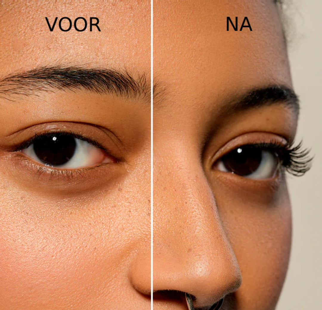 De herbruikbare magnetische wimpers met applicator. De magnetische wimpers zijn in drie varianten verkrijgbaar. Natuurlijk, volume en glamour. Bij de magnetische wimpers krijg je de applicator gratis. Het voor en na effect van de magnetische wimpers is zichtbaar.