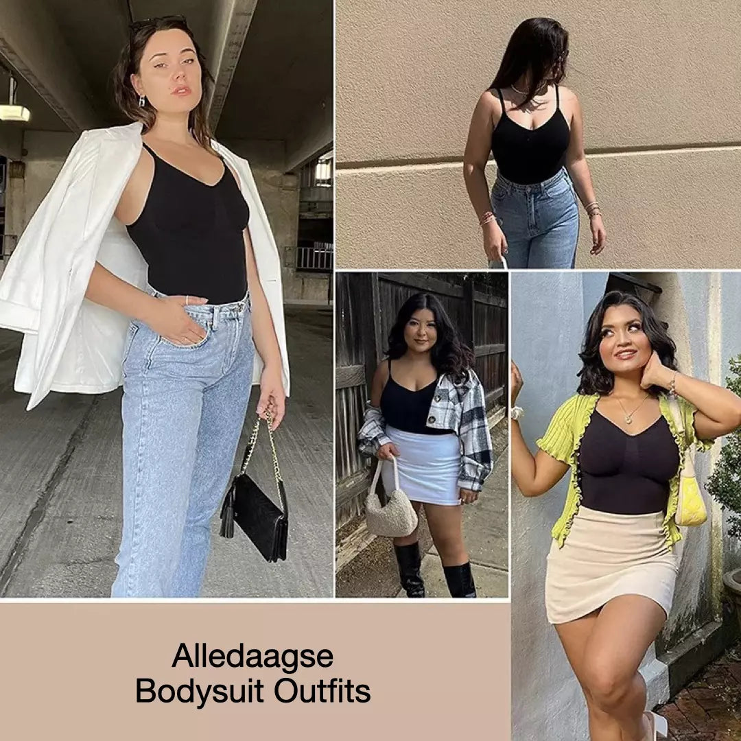 De zwarte SlimShape Bodysuit wordt gedragen door een vrouw. Je ziet de voor en achterkant van de bodysuit.